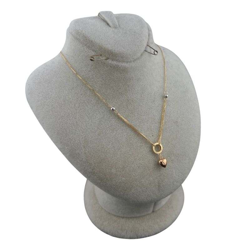 گردنبند طلا بولگاری و قلب رزگلد N014