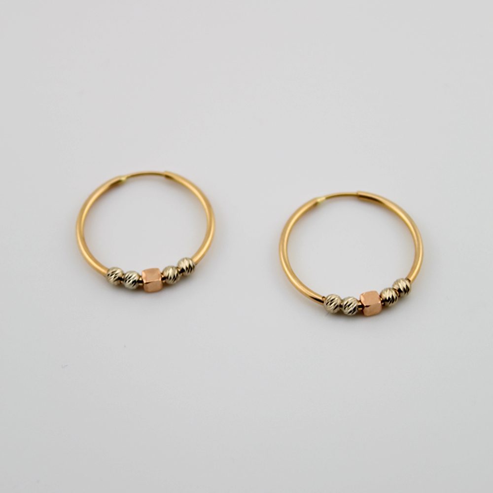 گوشواره حلقه ای طلا کیوب E001-3