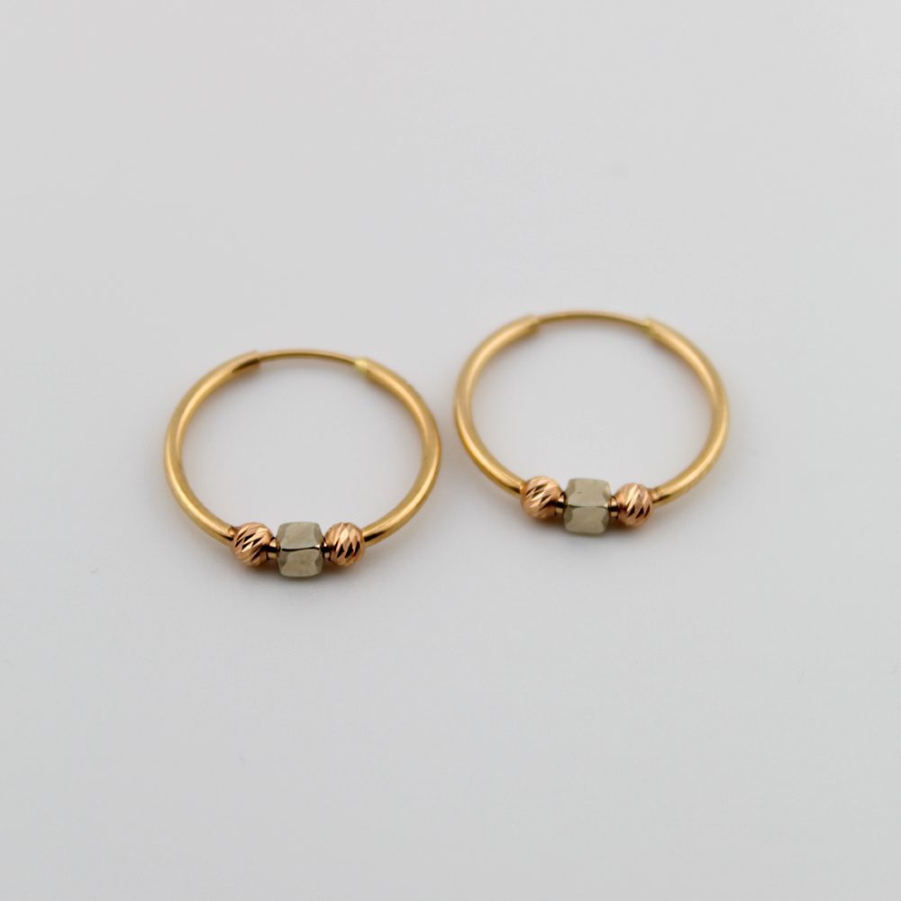 گوشواره حلقه ای طلا کیوب E001-1-2